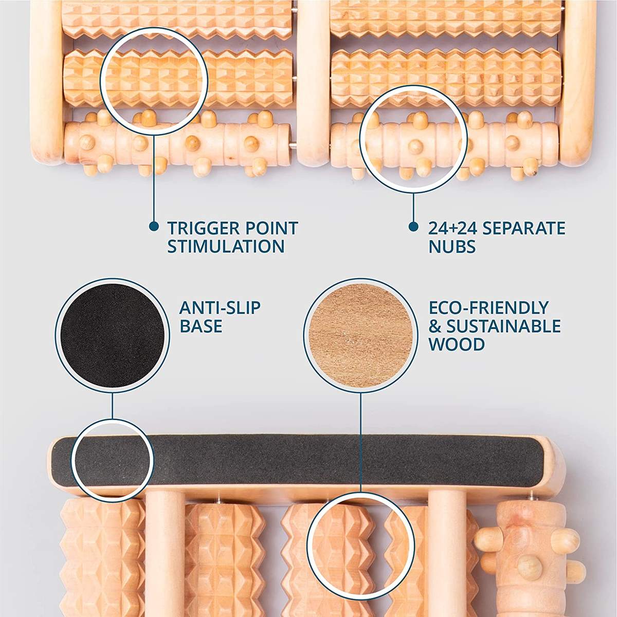 Natural Wood Foot & Body Massage Roller